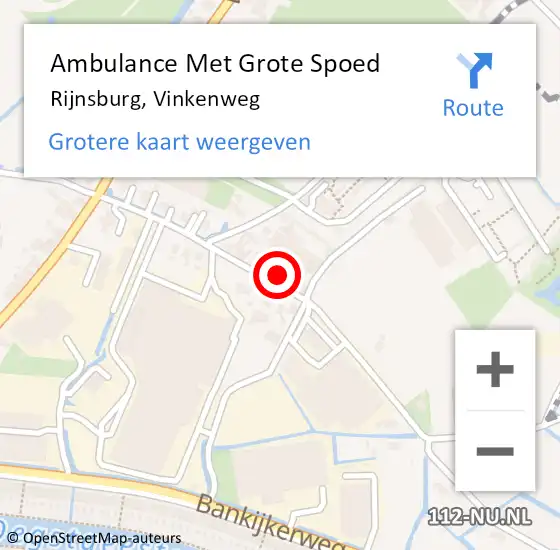 Locatie op kaart van de 112 melding: Ambulance Met Grote Spoed Naar Rijnsburg, Vinkenweg op 14 november 2023 03:13