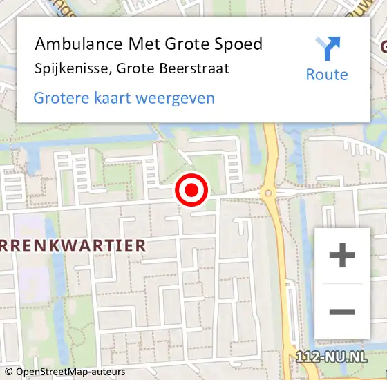 Locatie op kaart van de 112 melding: Ambulance Met Grote Spoed Naar Spijkenisse, Grote Beerstraat op 14 november 2023 04:30