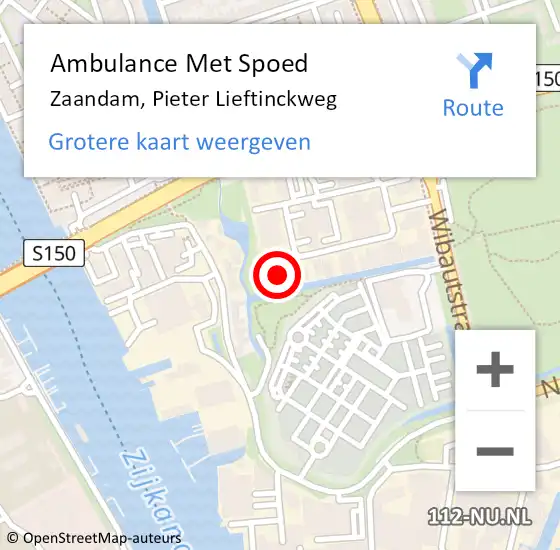 Locatie op kaart van de 112 melding: Ambulance Met Spoed Naar Zaandam, Pieter Lieftinckweg op 14 november 2023 05:03