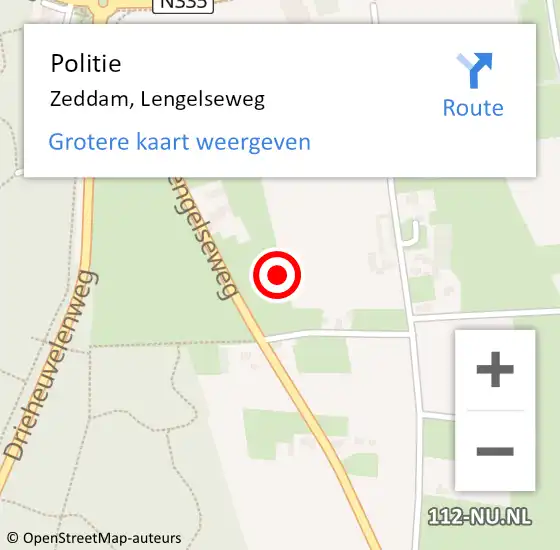 Locatie op kaart van de 112 melding: Politie Zeddam, Lengelseweg op 14 november 2023 07:10