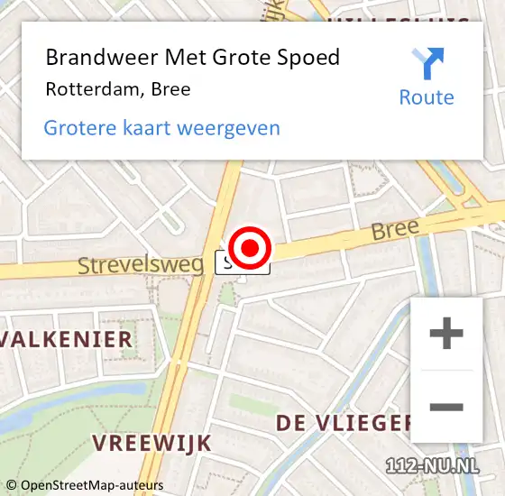 Locatie op kaart van de 112 melding: Brandweer Met Grote Spoed Naar Rotterdam, Bree op 14 november 2023 08:06