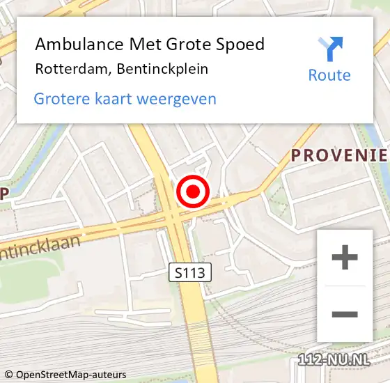 Locatie op kaart van de 112 melding: Ambulance Met Grote Spoed Naar Rotterdam, Bentinckplein op 14 november 2023 09:28