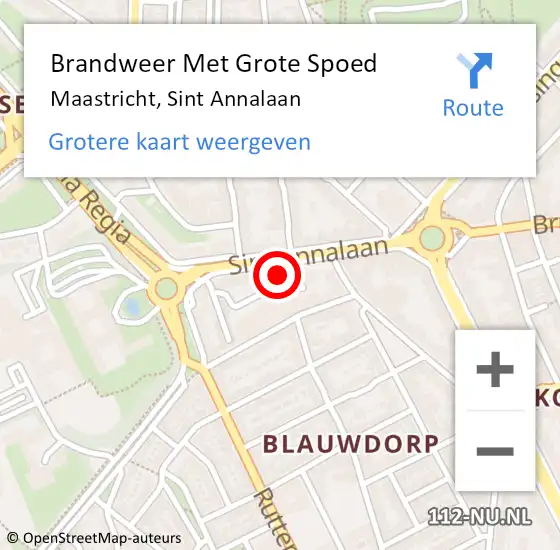 Locatie op kaart van de 112 melding: Brandweer Met Grote Spoed Naar Maastricht, Sint Annalaan op 14 november 2023 09:55
