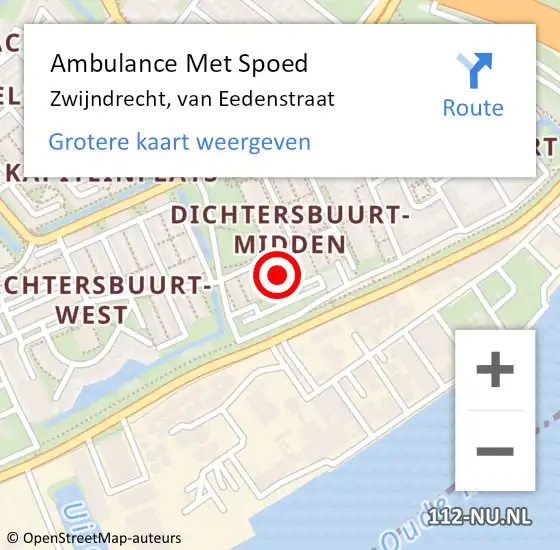 Locatie op kaart van de 112 melding: Ambulance Met Spoed Naar Zwijndrecht, van Eedenstraat op 14 november 2023 12:30