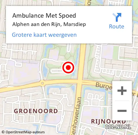 Locatie op kaart van de 112 melding: Ambulance Met Spoed Naar Alphen aan den Rijn, Marsdiep op 14 november 2023 13:14