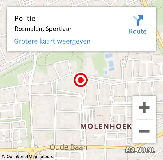 Locatie op kaart van de 112 melding: Politie Rosmalen, Sportlaan op 14 november 2023 14:05