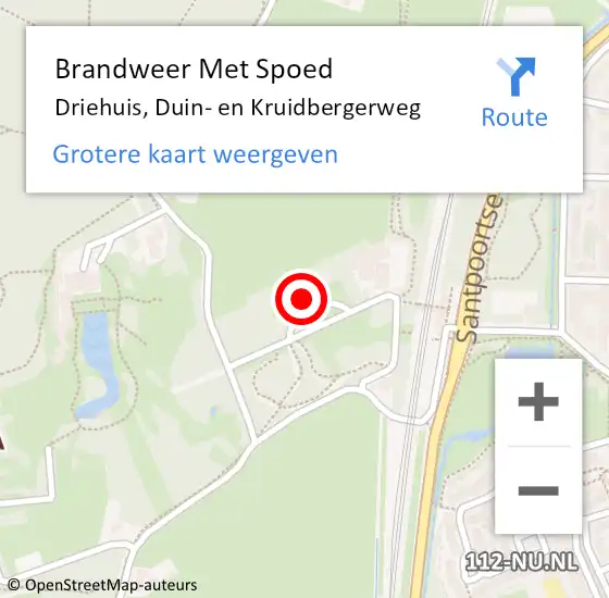 Locatie op kaart van de 112 melding: Brandweer Met Spoed Naar Driehuis, Duin- en Kruidbergerweg op 14 november 2023 14:06