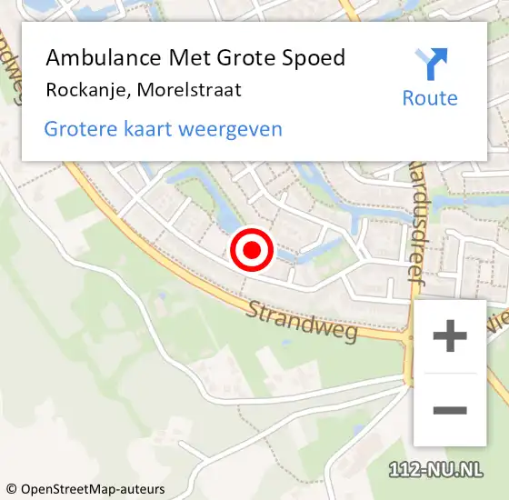 Locatie op kaart van de 112 melding: Ambulance Met Grote Spoed Naar Rockanje, Morelstraat op 14 november 2023 14:12