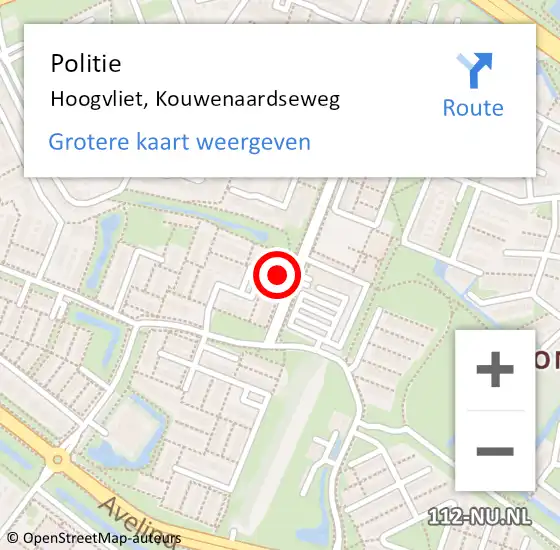 Locatie op kaart van de 112 melding: Politie Hoogvliet, Kouwenaardseweg op 14 november 2023 17:44