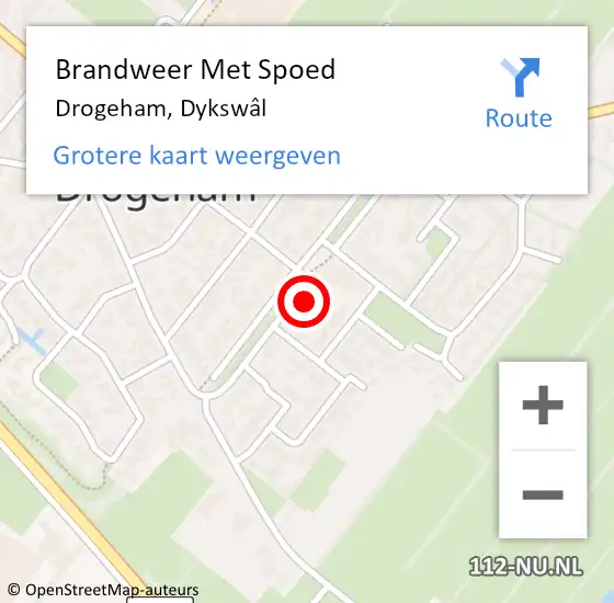 Locatie op kaart van de 112 melding: Brandweer Met Spoed Naar Drogeham, Dykswâl op 14 november 2023 17:49