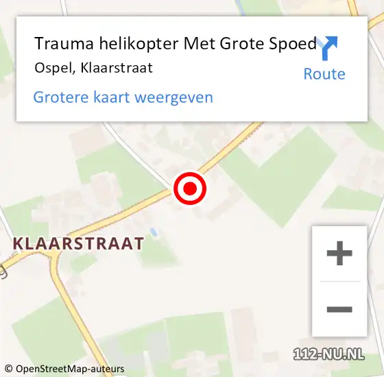 Locatie op kaart van de 112 melding: Trauma helikopter Met Grote Spoed Naar Ospel, Klaarstraat op 14 november 2023 17:50