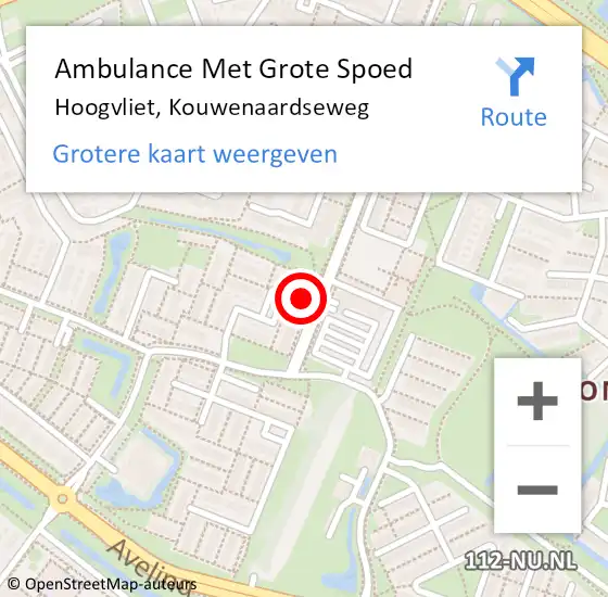 Locatie op kaart van de 112 melding: Ambulance Met Grote Spoed Naar Hoogvliet, Kouwenaardseweg op 14 november 2023 17:50