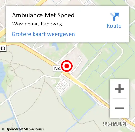 Locatie op kaart van de 112 melding: Ambulance Met Spoed Naar Wassenaar, Papeweg op 14 november 2023 18:41