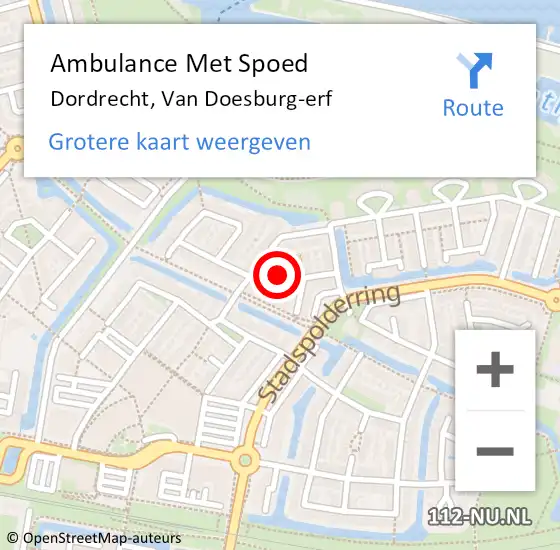 Locatie op kaart van de 112 melding: Ambulance Met Spoed Naar Dordrecht, Van Doesburg-erf op 14 november 2023 20:11