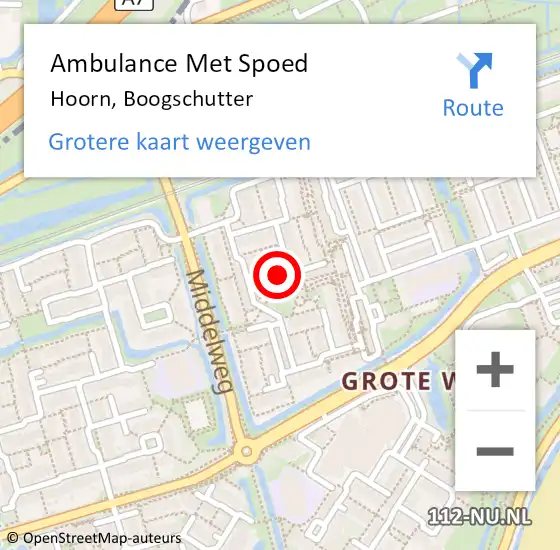 Locatie op kaart van de 112 melding: Ambulance Met Spoed Naar Hoorn, Boogschutter op 14 november 2023 21:55