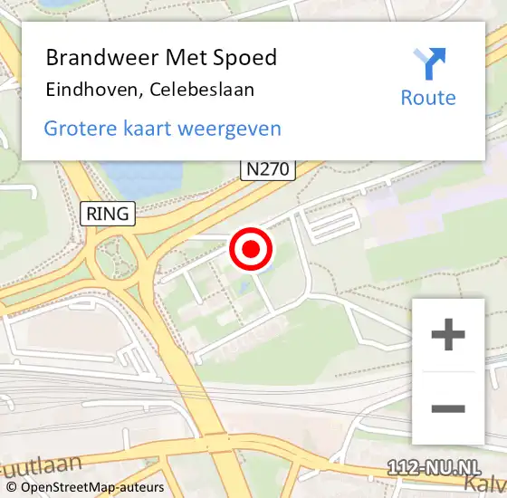Locatie op kaart van de 112 melding: Brandweer Met Spoed Naar Eindhoven, Celebeslaan op 15 november 2023 00:59