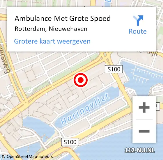 Locatie op kaart van de 112 melding: Ambulance Met Grote Spoed Naar Rotterdam, Nieuwehaven op 15 november 2023 08:02