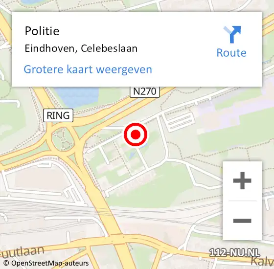 Locatie op kaart van de 112 melding: Politie Eindhoven, Celebeslaan op 15 november 2023 08:13