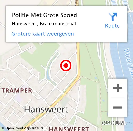 Locatie op kaart van de 112 melding: Politie Met Grote Spoed Naar Hansweert, Braakmanstraat op 15 november 2023 08:48