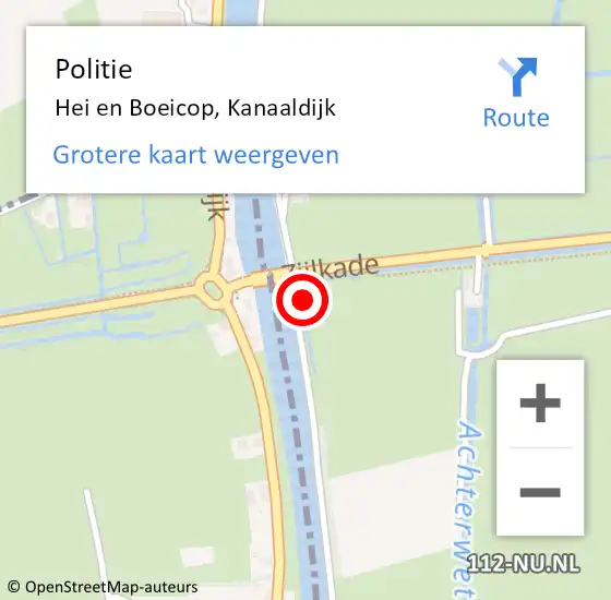 Locatie op kaart van de 112 melding: Politie Hei en Boeicop, Kanaaldijk op 15 november 2023 09:33
