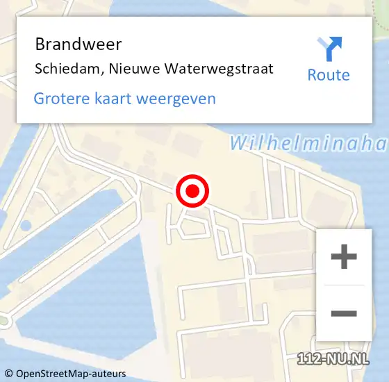 Locatie op kaart van de 112 melding: Brandweer Schiedam, Nieuwe Waterwegstraat op 15 november 2023 10:36