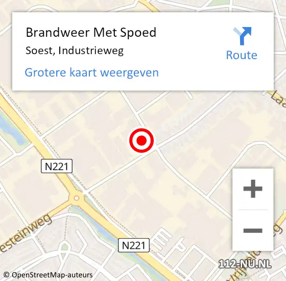 Locatie op kaart van de 112 melding: Brandweer Met Spoed Naar Soest, Industrieweg op 15 november 2023 11:56