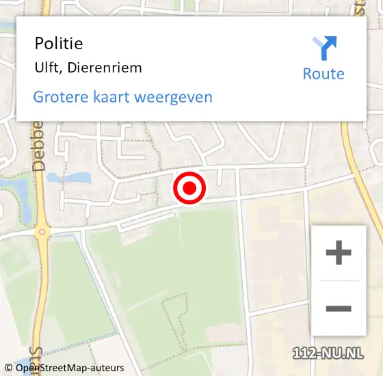 Locatie op kaart van de 112 melding: Politie Ulft, Dierenriem op 15 november 2023 12:59