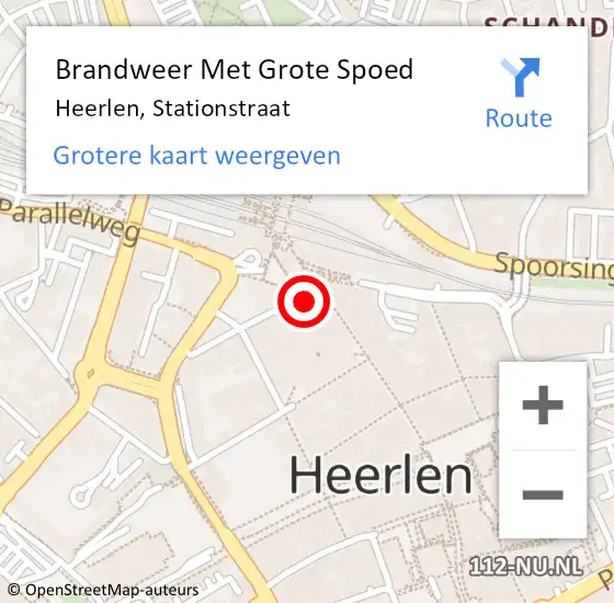 Locatie op kaart van de 112 melding: Brandweer Met Grote Spoed Naar Heerlen, Stationstraat op 15 november 2023 13:21
