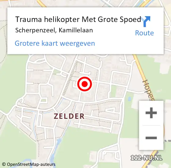 Locatie op kaart van de 112 melding: Trauma helikopter Met Grote Spoed Naar Scherpenzeel, Kamillelaan op 15 november 2023 17:09