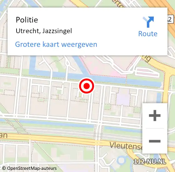 Locatie op kaart van de 112 melding: Politie Utrecht, Jazzsingel op 15 november 2023 17:16
