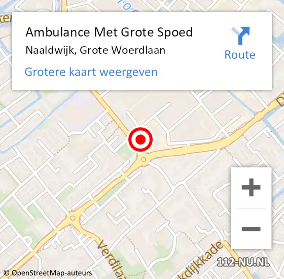 Locatie op kaart van de 112 melding: Ambulance Met Grote Spoed Naar Naaldwijk, Grote Woerdlaan op 15 november 2023 18:06