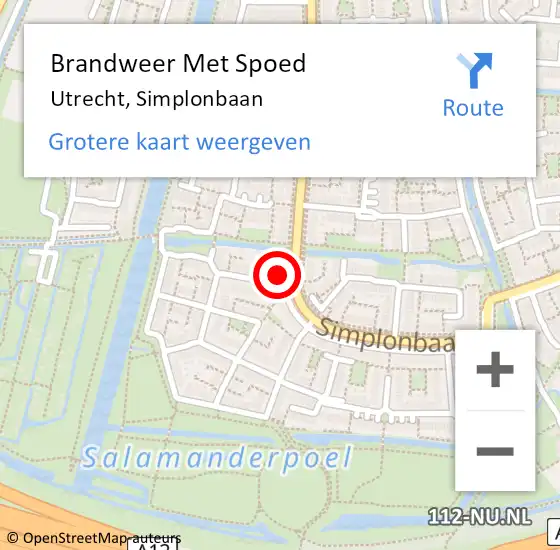 Locatie op kaart van de 112 melding: Brandweer Met Spoed Naar Utrecht, Simplonbaan op 15 november 2023 18:30