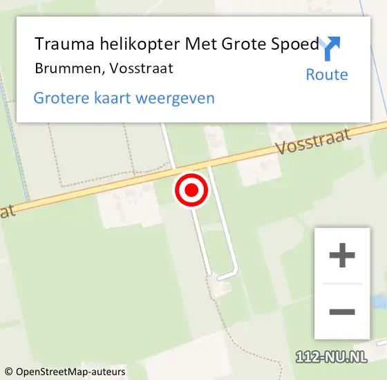 Locatie op kaart van de 112 melding: Trauma helikopter Met Grote Spoed Naar Brummen, Vosstraat op 15 november 2023 19:13