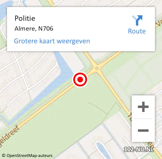 Locatie op kaart van de 112 melding: Politie Almere, N706 op 15 september 2014 13:43