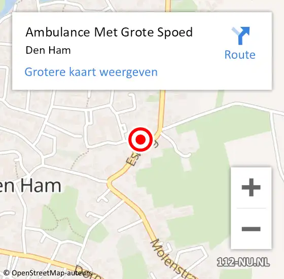 Locatie op kaart van de 112 melding: Ambulance Met Grote Spoed Naar Den Ham op 15 november 2023 23:54
