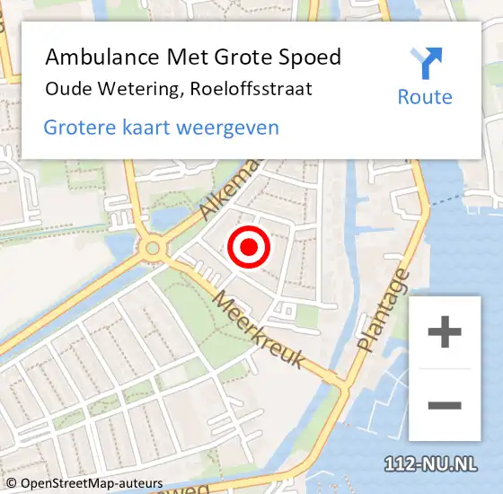 Locatie op kaart van de 112 melding: Ambulance Met Grote Spoed Naar Oude Wetering, Roeloffsstraat op 16 november 2023 02:56