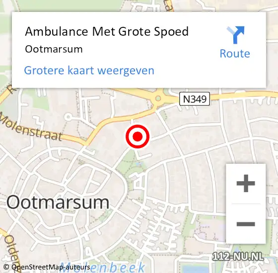 Locatie op kaart van de 112 melding: Ambulance Met Grote Spoed Naar Ootmarsum op 16 november 2023 03:41