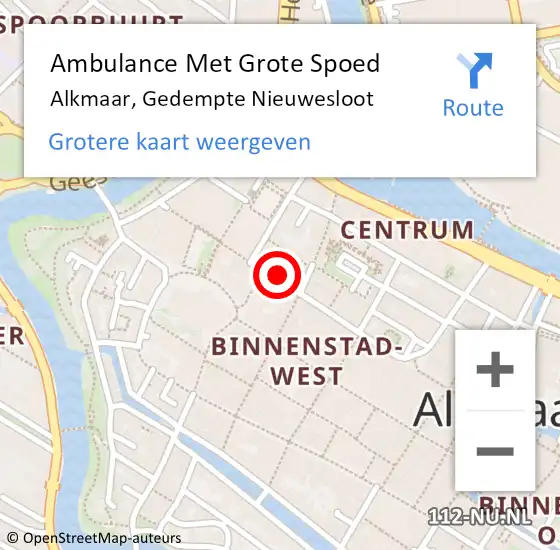 Locatie op kaart van de 112 melding: Ambulance Met Grote Spoed Naar Alkmaar, Gedempte Nieuwesloot op 16 november 2023 04:56
