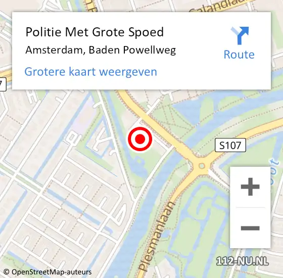 Locatie op kaart van de 112 melding: Politie Met Grote Spoed Naar Amsterdam, Baden Powellweg op 16 november 2023 04:58