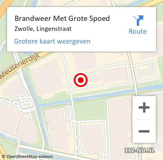 Locatie op kaart van de 112 melding: Brandweer Met Grote Spoed Naar Zwolle, Lingenstraat op 16 november 2023 06:08