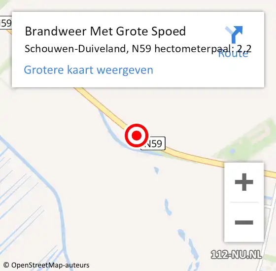 Locatie op kaart van de 112 melding: Brandweer Met Grote Spoed Naar Schouwen-Duiveland, N59 hectometerpaal: 2,2 op 16 november 2023 07:27