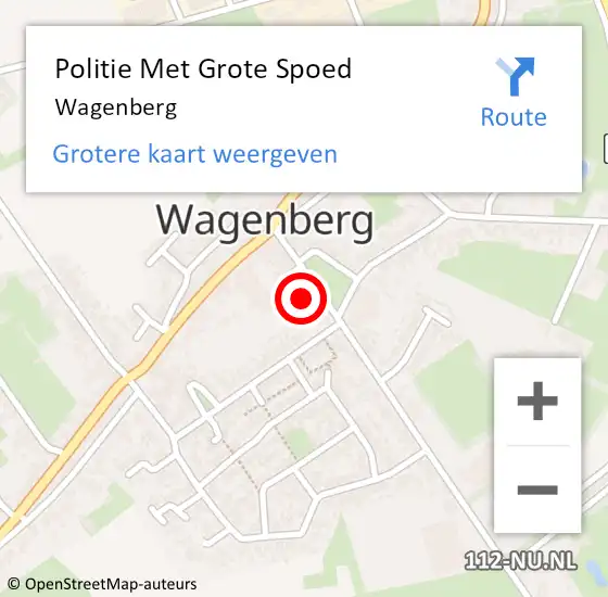 Locatie op kaart van de 112 melding: Politie Met Grote Spoed Naar Wagenberg op 16 november 2023 08:29