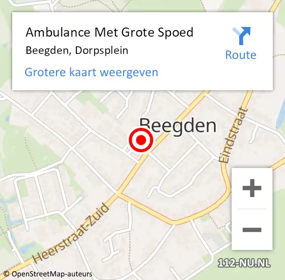 Locatie op kaart van de 112 melding: Ambulance Met Grote Spoed Naar Beegden, Dorpsplein op 16 november 2023 09:04