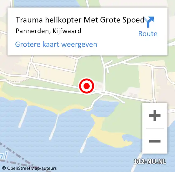 Locatie op kaart van de 112 melding: Trauma helikopter Met Grote Spoed Naar Pannerden, Kijfwaard op 16 november 2023 09:07