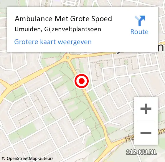 Locatie op kaart van de 112 melding: Ambulance Met Grote Spoed Naar IJmuiden, Gijzenveltplantsoen op 16 november 2023 09:22