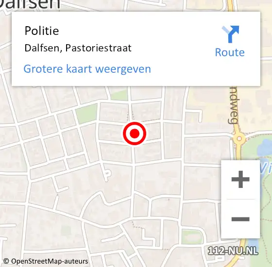 Locatie op kaart van de 112 melding: Politie Dalfsen, Pastoriestraat op 16 november 2023 09:32