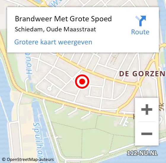Locatie op kaart van de 112 melding: Brandweer Met Grote Spoed Naar Schiedam, Oude Maasstraat op 16 november 2023 09:49
