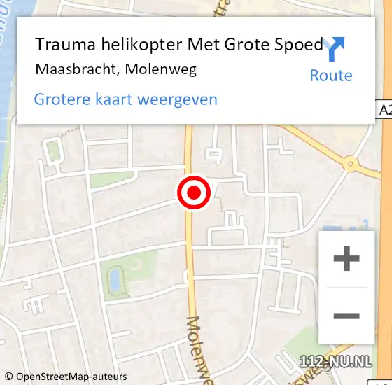 Locatie op kaart van de 112 melding: Trauma helikopter Met Grote Spoed Naar Maasbracht, Molenweg op 16 november 2023 11:04