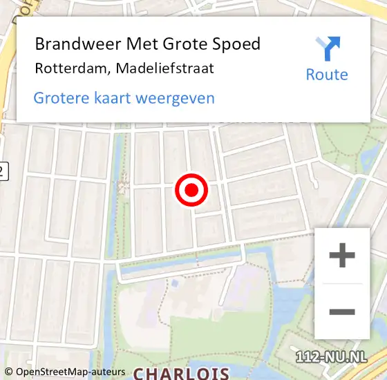 Locatie op kaart van de 112 melding: Brandweer Met Grote Spoed Naar Rotterdam, Madeliefstraat op 16 november 2023 11:19