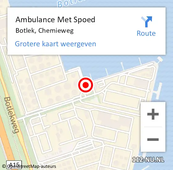 Locatie op kaart van de 112 melding: Ambulance Met Spoed Naar Botlek, Chemieweg op 16 november 2023 11:33